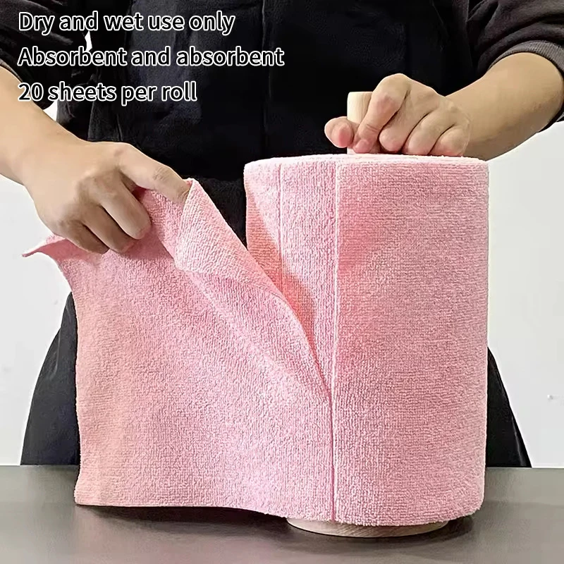 Tear-off Cleaning Cloth Roll Durable Reusable Dish Towel For Kitchen Greaseproof And Quick Drying Microfiber Hand-tear Rags