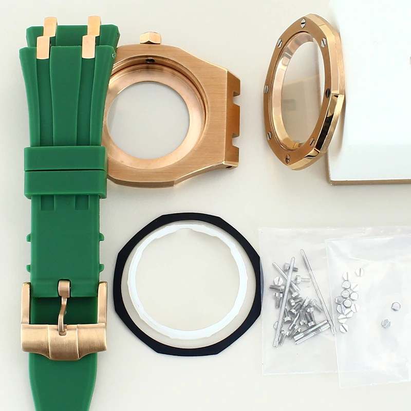 حزام مطاط من الفولاذ المقاوم للصدأ 316L موديل البلوط تم تعديله لعلبة الساعة الجديدة NH35 مناسبة للقرص 31 مم