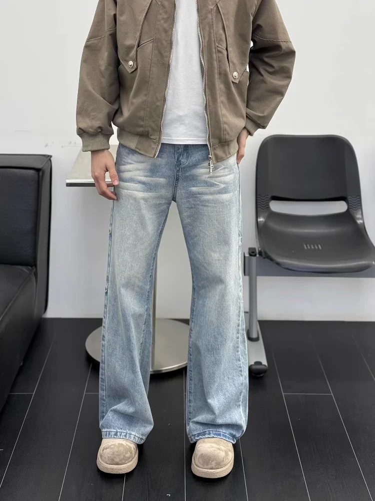 جينز رجالي فضفاض من American Retro Waed High Street كاجوال للتخسيس طويل القامة ومتعدد الاستخدامات سروال طويل فضفاض مستقيم الساق #3