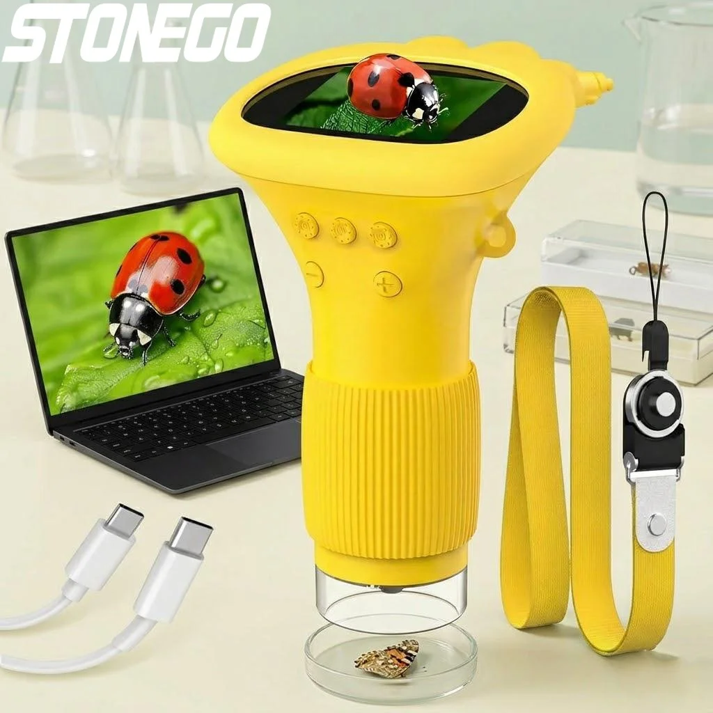 

Портативная электронная HD-лупа 1000X с IPS-экраном, 8 светодиодами и изображением в реальном времени для детей и взрослых, обучающий инструмент