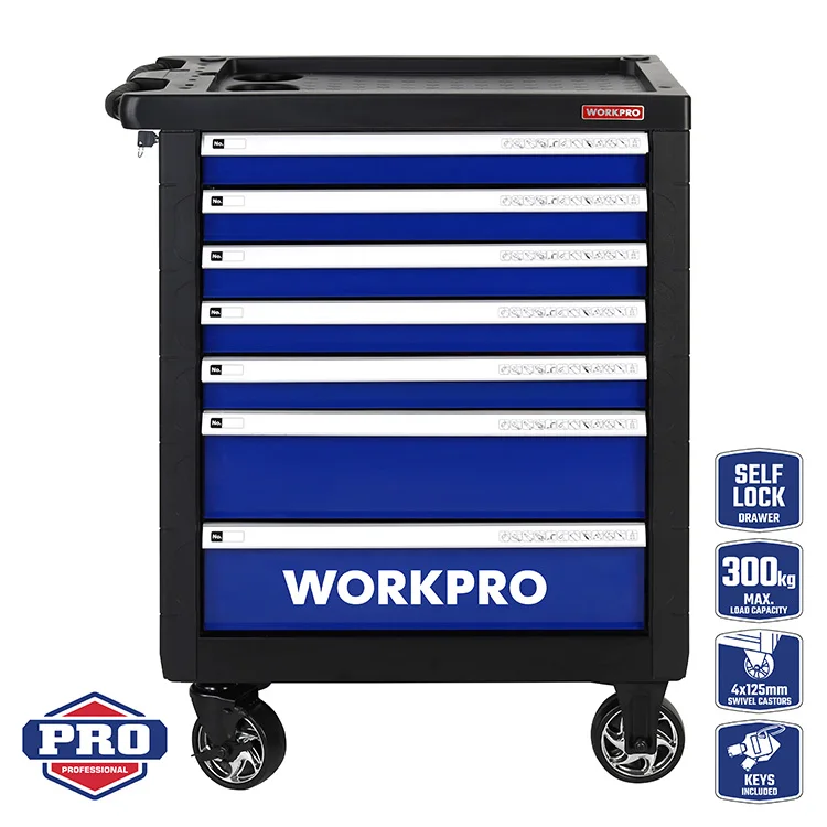 WORKPRO 7 Drawers Workshop Garage Tool Box Roller Cabinet Steel Metal Trolley Tool Cabinet