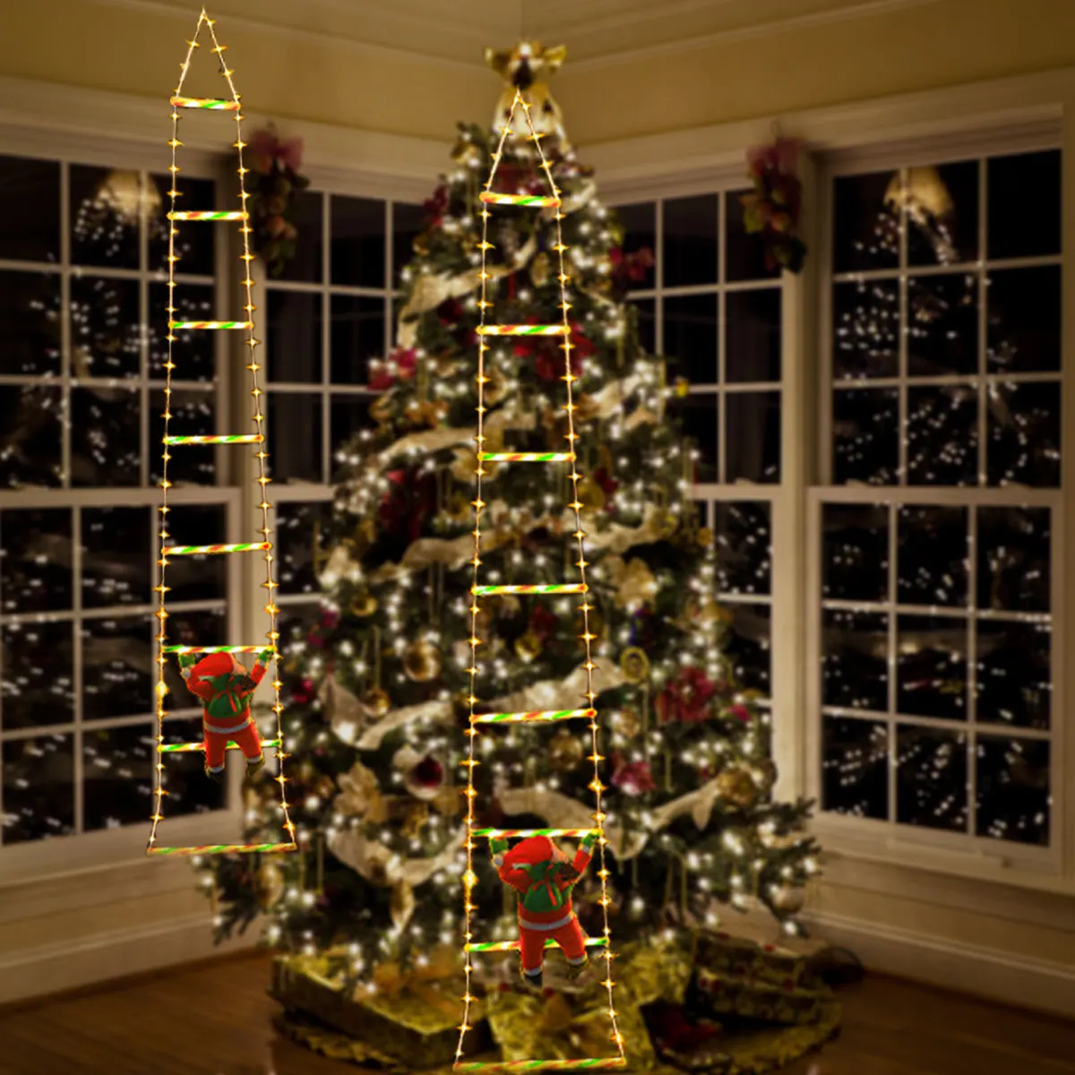 LED 크리스마스 사다리 조명, 실내 및 실외 창, 벽 및 크리스마스 트리 장식에 적합