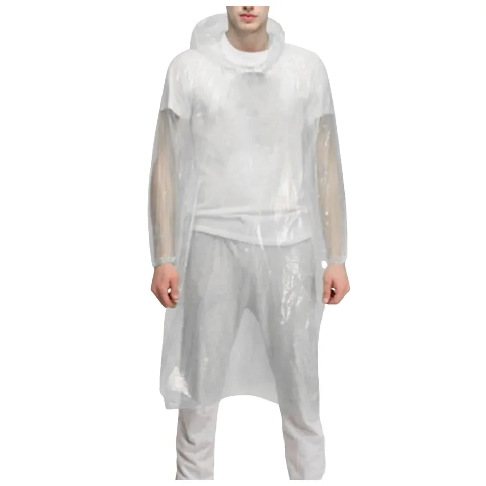 5pcs Disposable Raincoat Transparent Raincoat Waterproof Hooded Raincoat Cycling Walking Camping Rain Coat Random Color