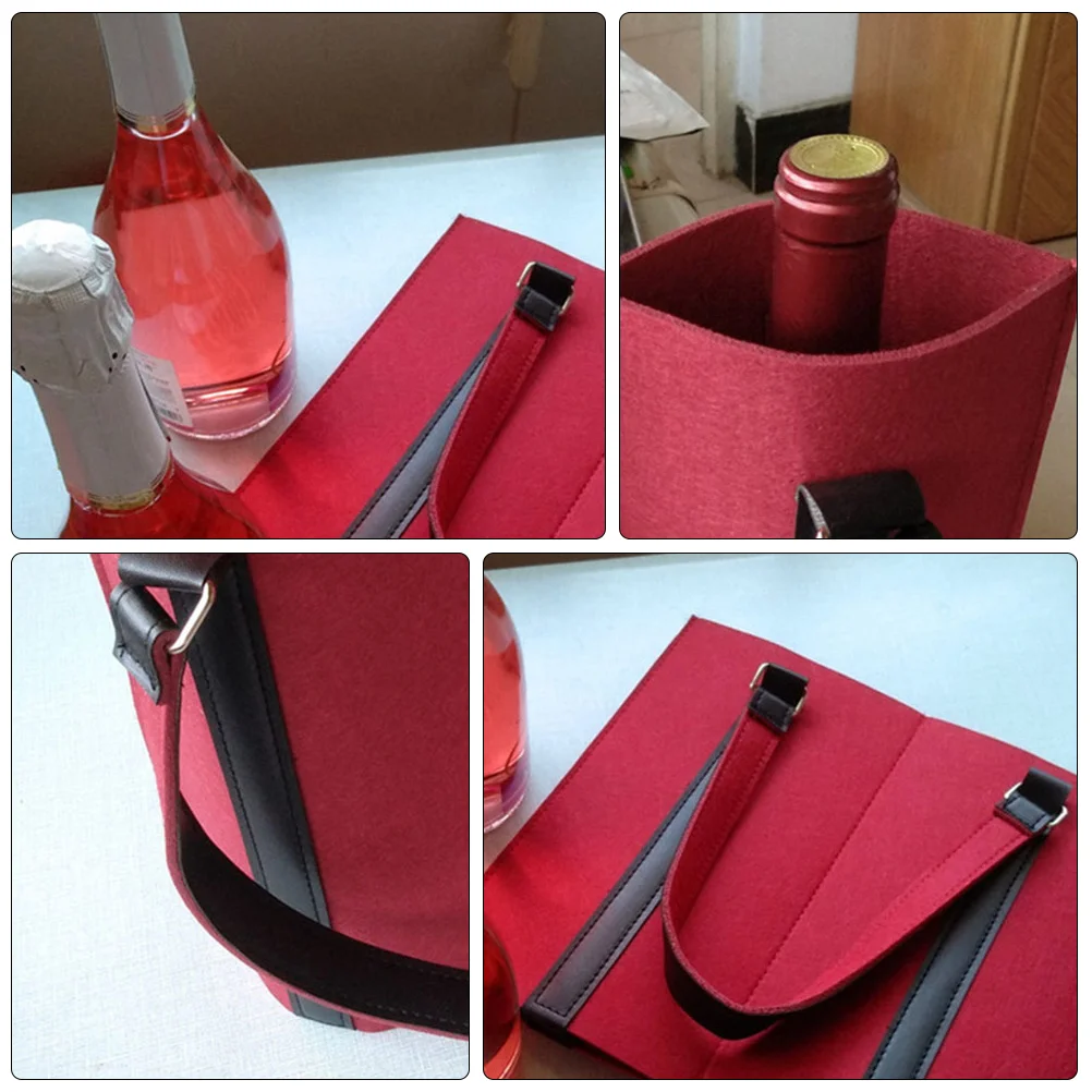เครื่องดื่มน้ําขวดผู้ถือถุงของขวัญคริสต์มาส High-End Red Felt Tote โต๊ะรับประทานอาหาร