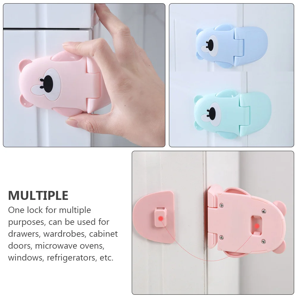 

3Pcs Safety Locks for Child Anti-Pinch Protection Cartoon Bear Design ABS Material Non-Marking Adhesive Easy Install Drawer