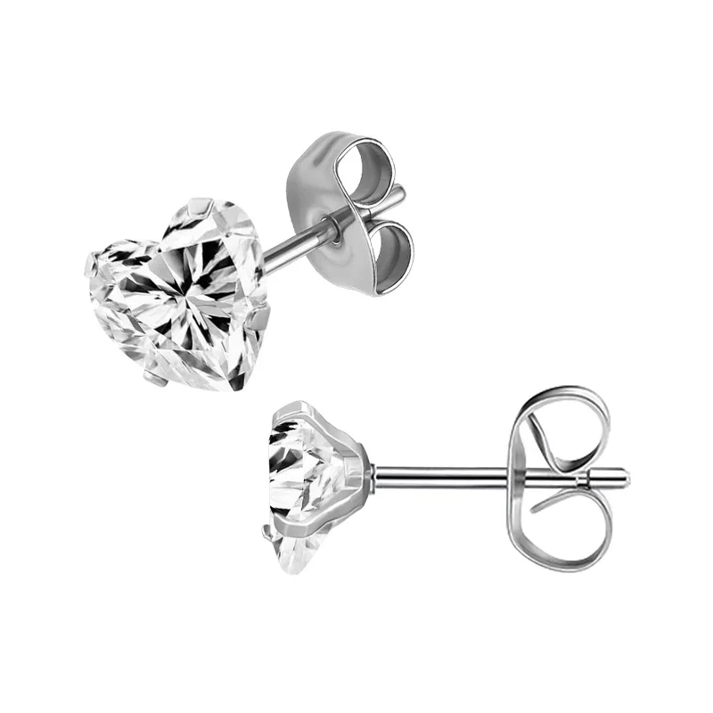 17 Farben, Herzanhänger mit Zirkonia, Edelstahl-Ohrringe, hypoallergen, minimalistische Ohrstecker, luxuriöser Schmuck für Damen, Nadel 0,8*11mm 001 – Detail 5