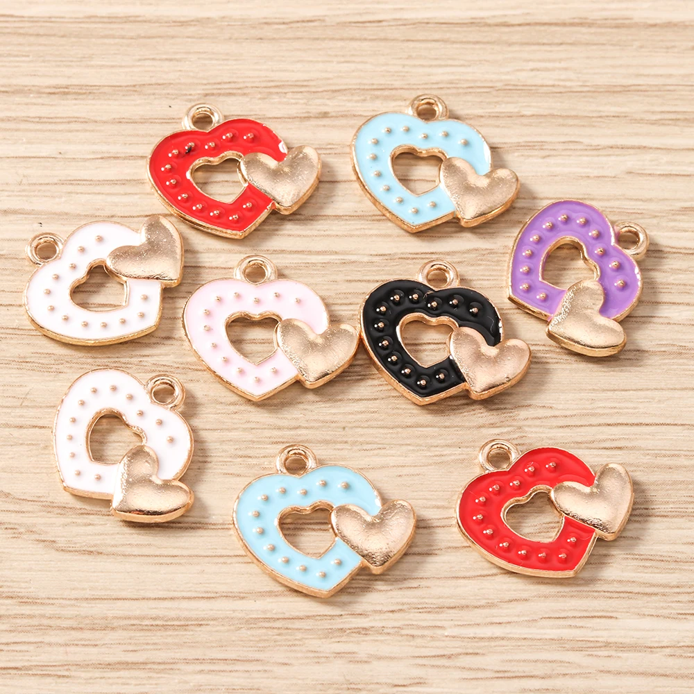 Tusember 20 Stück 15x16mm Anhänger Bunte Emaille-Herzanhänger für Schmuckherstellung Halsketten Armbänder Handgemachtes Kunsthandwerk – Detail 1