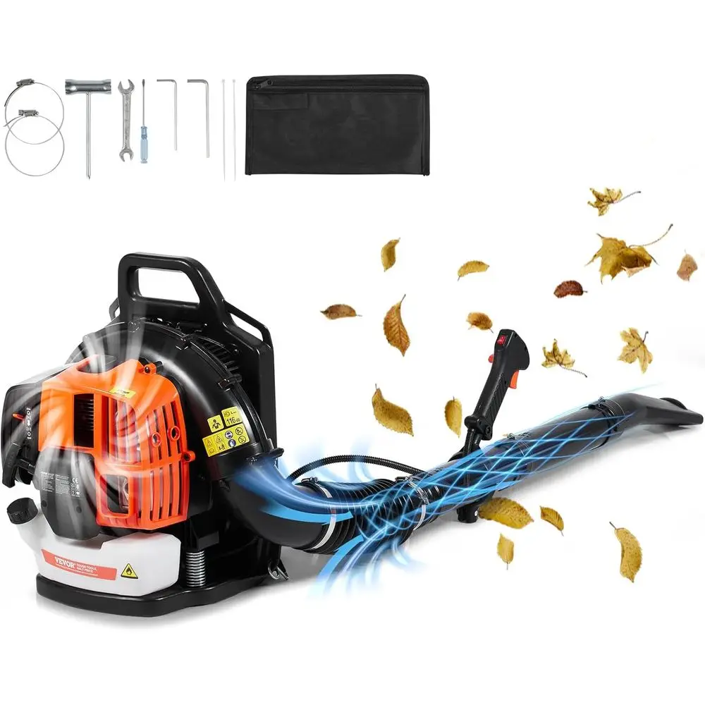 

63CC Backpack Lea Blower Gas Powered, 1.89L Tank, Delivers 1110CM & 220MPH, Perect or Garden Maintenance, Clearing Leaves &