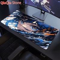 Anime Girl Mouse Pad - Non-Slip Rubber Base, Vibrant Blue & Orange Design, Multiple Sizes Available (400x900x2mm / 300x800x2mm /