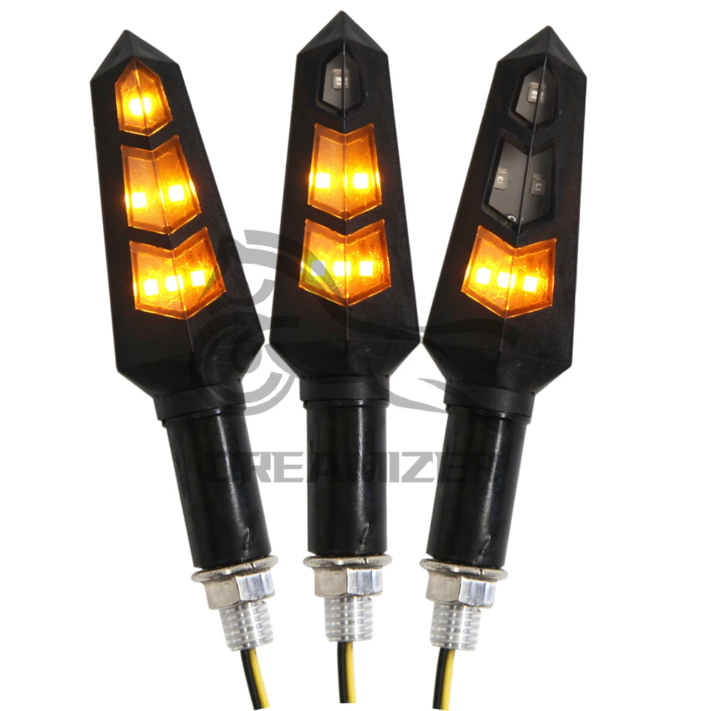 

2/4pcs Motorcycle Water Flowing LED Turn Signals Blinker Lights Built Relay Bendable Tail Flasher Indicator Lamp