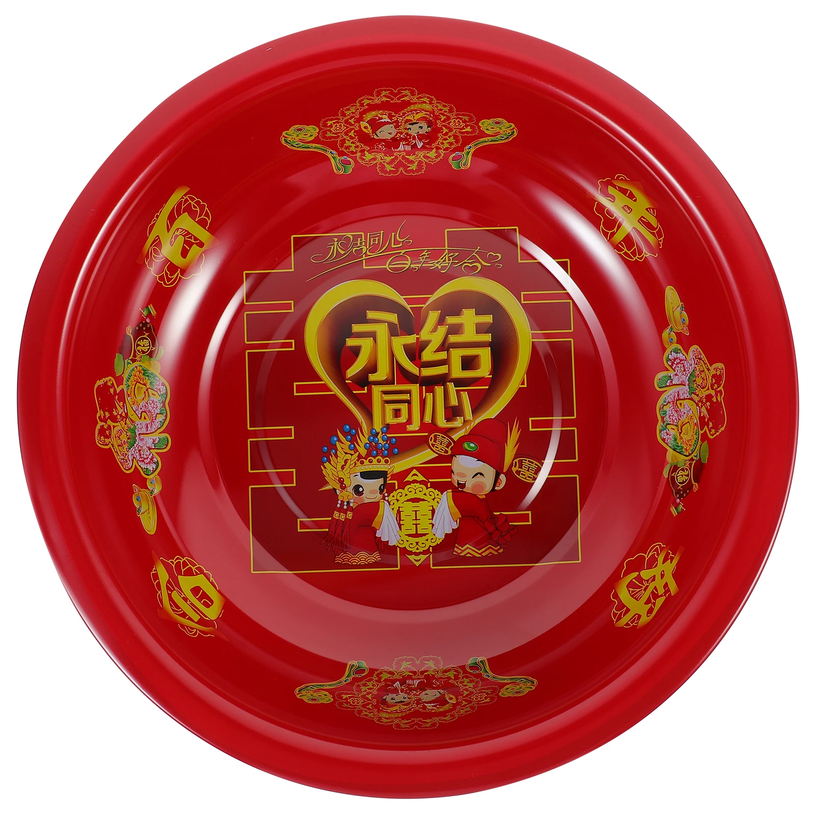 

60 Pieces Red Wedding Basin Traditional Creative Metal Stainless Steel Kitchen Sink 36cm Durable Storage Fruit Vegetable Wash