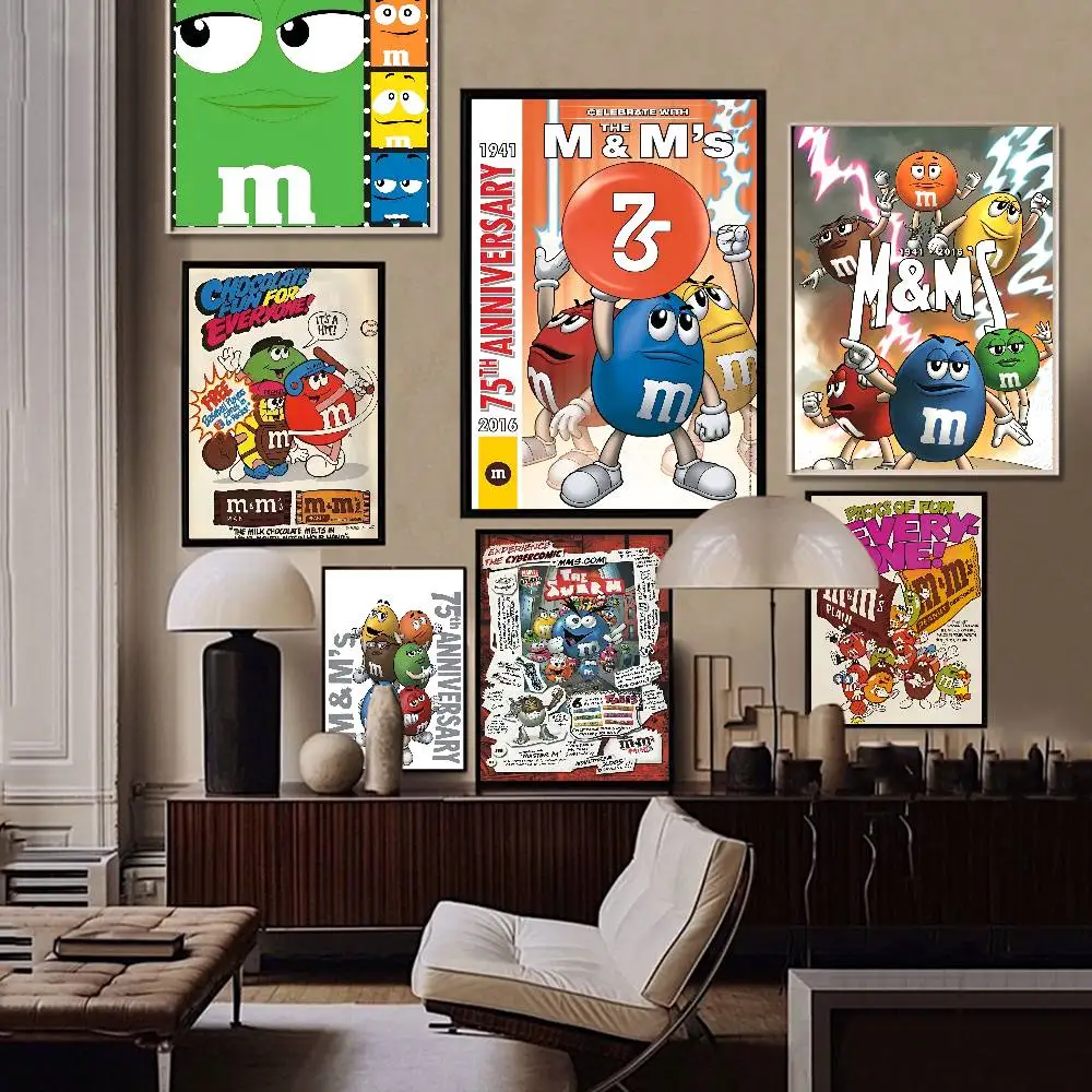Póster artístico autoadhesivo Candy M-MS C-Chocolate M&M'S, pegatina de pared elegante para decoración de habitación y bar, pintura decorativa Vintage