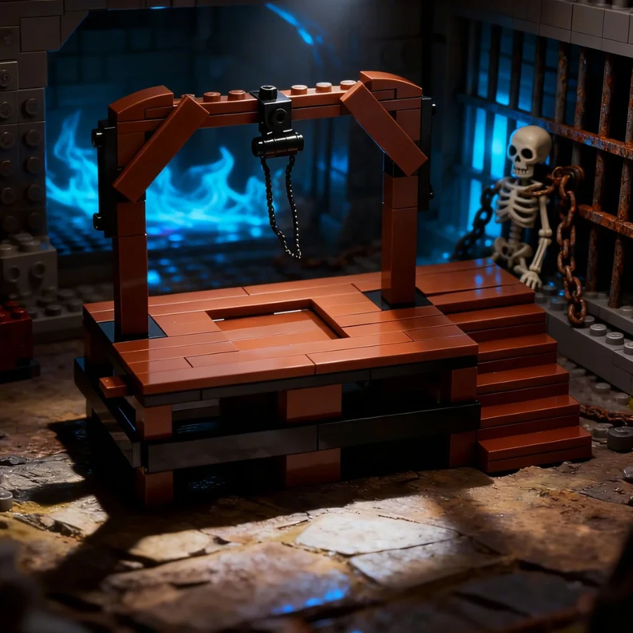 Ancient Gallows Building Block Set, MOC Assembly Toy for Enthusiasts, Execution Platform Model, Birthday Gift, Christmas Gift