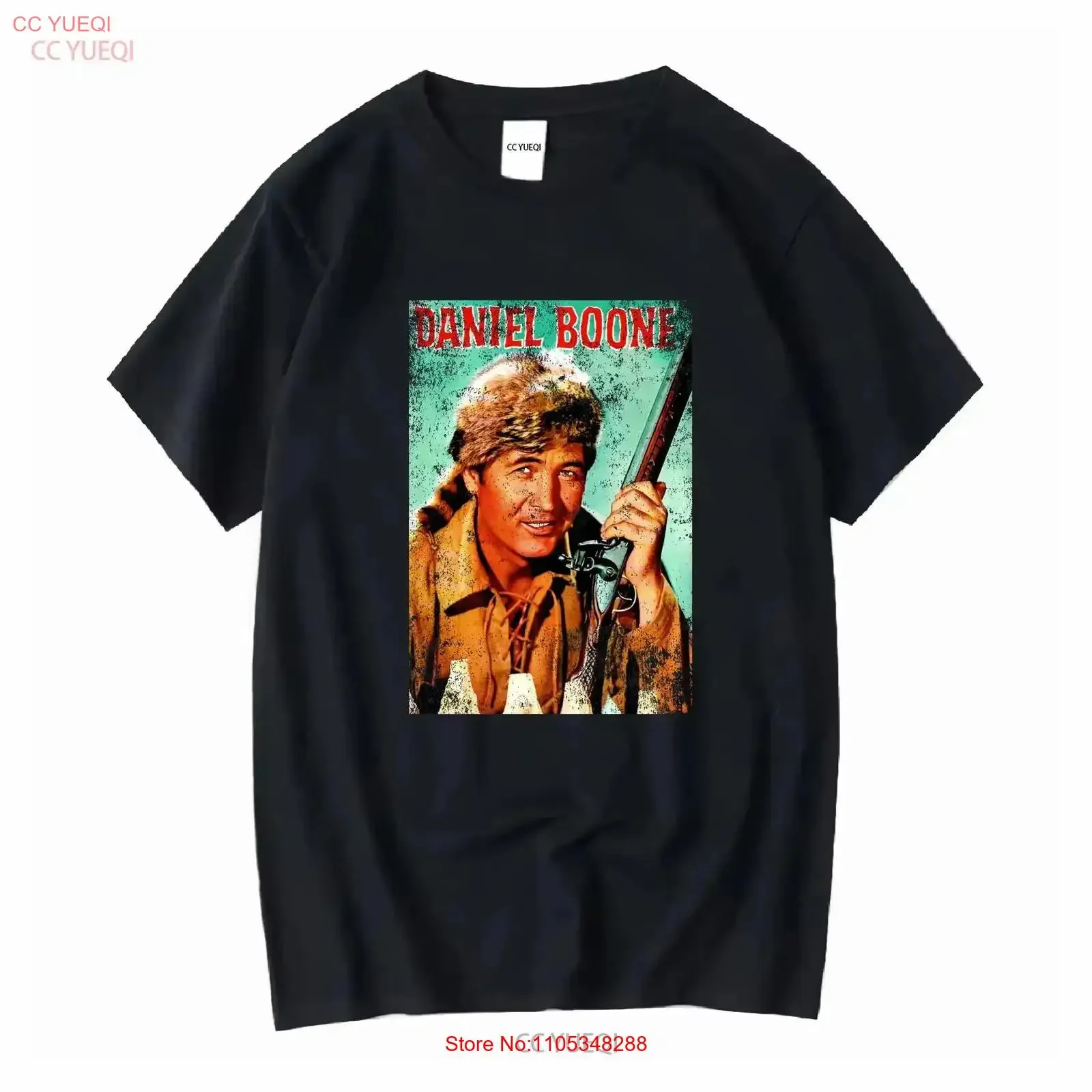 Camiseta vintage con efecto desgastado de la serie de televisión de los años 60 de Daniel Boone, ropa de diseñador de moda para hombre, informal, ligeramente vintage, lavada