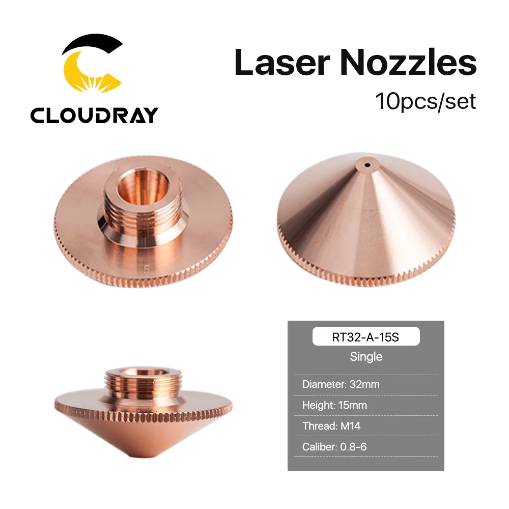 Imagem -02 - Cloudray-cnc Soldagem Laser Bicos Raytools Dia 32 mm H15 Calibre 0.86.0 Camadas Simples e Duplas Máquina Cnc 10 Pcs
