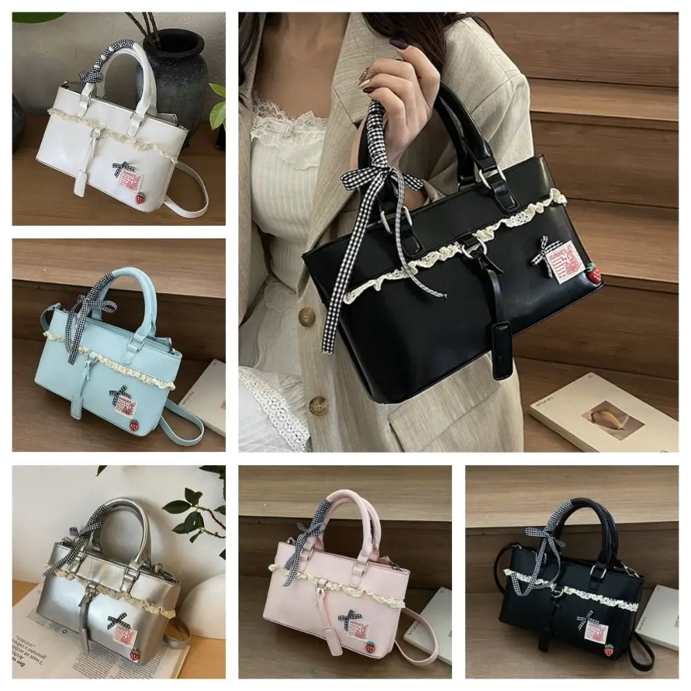 

Fashion Soft Woman Shoulder Bag Sweet Bow Bandage Crossbody Bucket Bag Casual Commuting Handbag Students