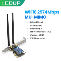 EDUP 9636 AC3000Mbps Wi-Fi With Bluetooth 5.0 PCI Express adapter with AX200 Module Supports 80211ax for High Performance WIFI 6