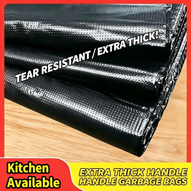 Extra Thick Black Garbage Bags 53x33cm Strong Seal Kitchen Trash Bags High Load Capacity Tear Resistant Waste Bin Liners