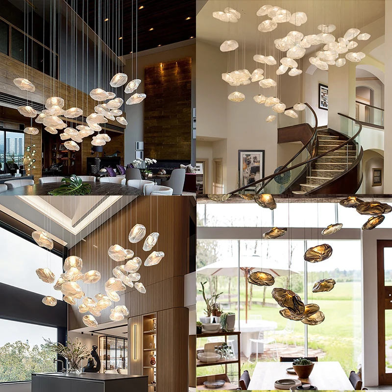 Imagem -02 - Cloud Design Glass Pendant Light Nordic Hanging Lamp For Living Room Dining Room Restaurant Loft Stairwell Chandelier Indoor Lighting