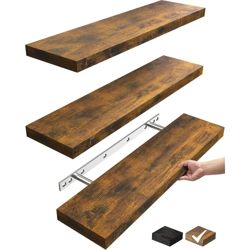 Estantes flotantes para pared, estantes de madera rústica montados de 22,5 pulgadas para baño, dormitorio, sala de estar, estantes flotantes para