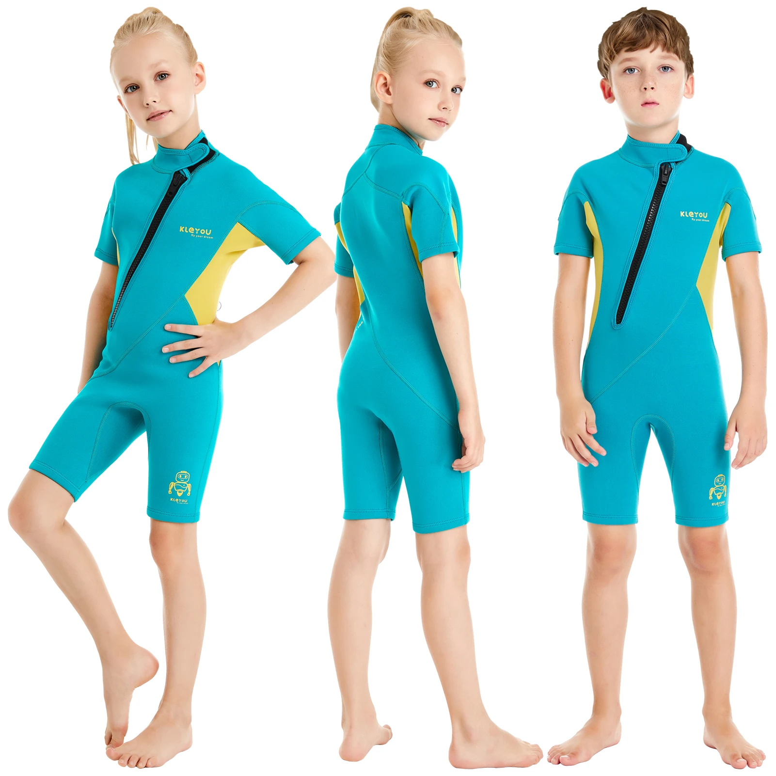 Children's Jellyfish Suits Short Sleeve One-Piece Neoprene Wetsuits Girls Boys Scuba Freediving Surfing Swimming Diving Suits