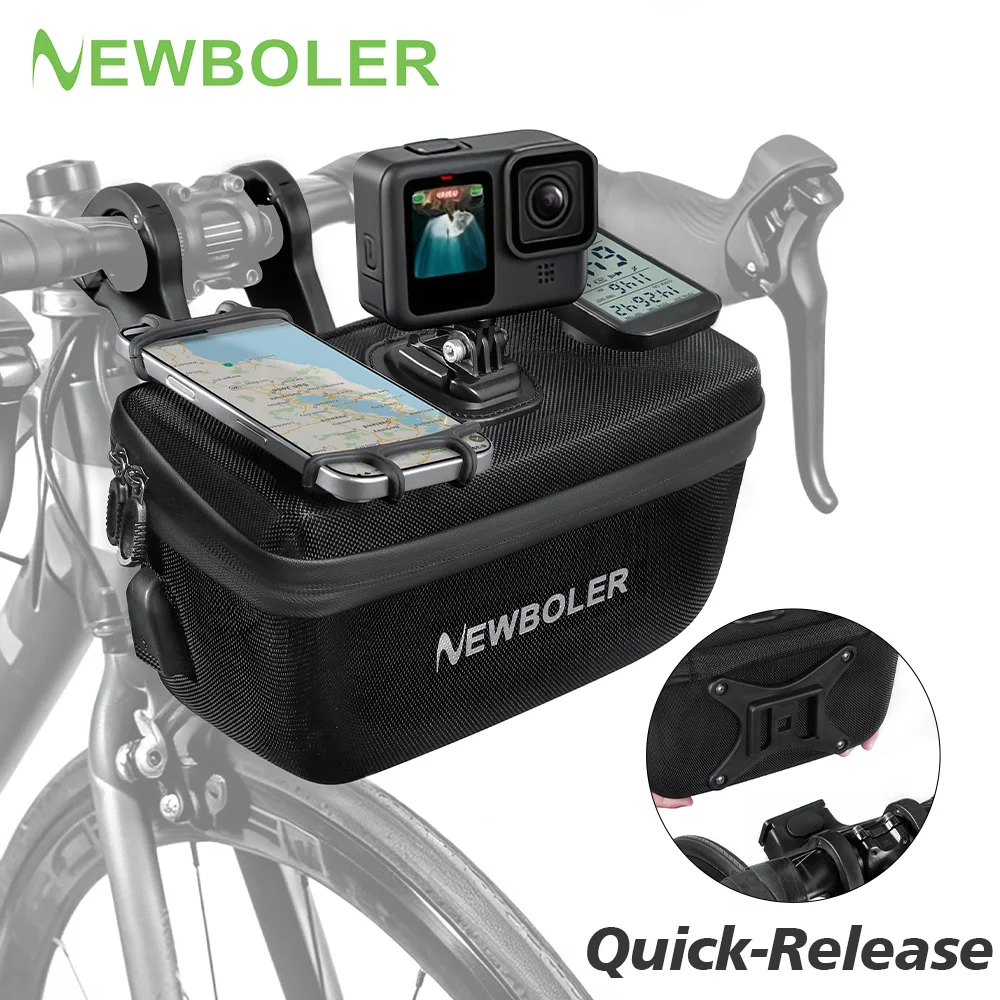 NEWBOLER 4-in-1 Multifunktionale Fahrrad-Fronttasche Wasserdichte Fahrrad-Lenkertasche EVA-Hartschalen-Fahrradlenkertasche Fahrradzubehör