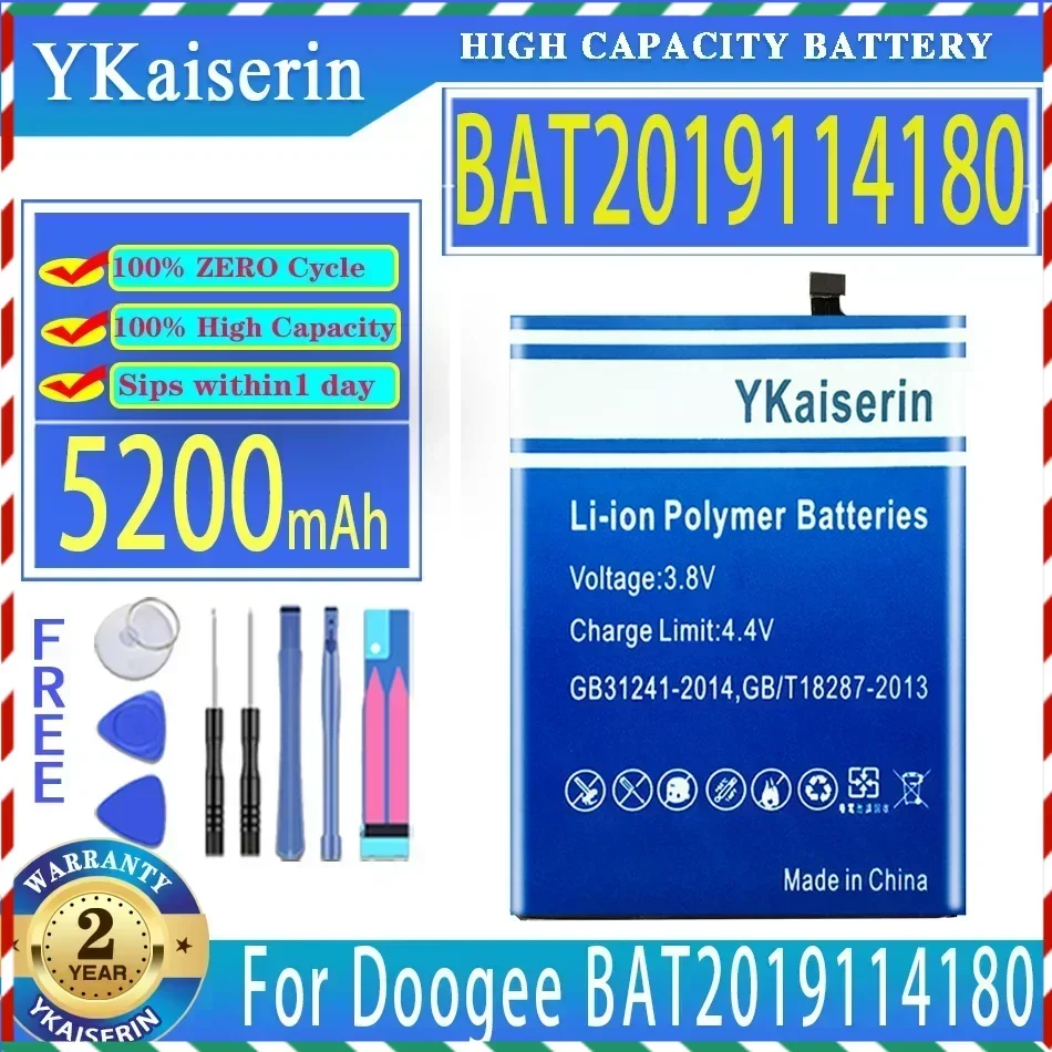 

YKaiserin 5200mAh Replacement Battery For Doogee BAT2019114180 Batteries