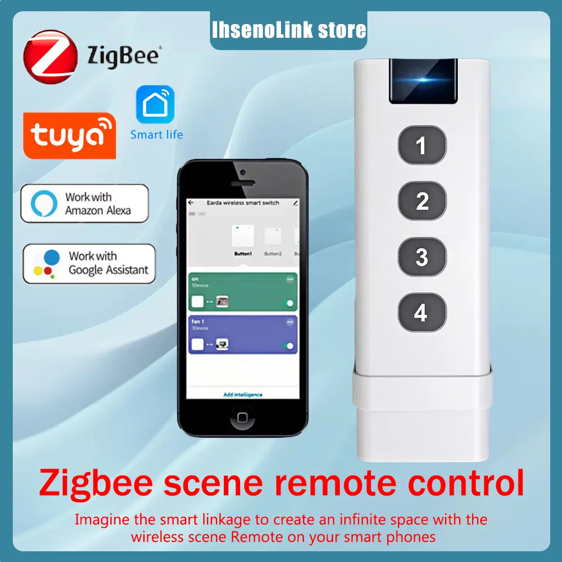 Tuya Smart Home ZigBee Remote Control 4 Channels Scene Switch Tuya Control Universal 4 Buttons Inteligente Smart Life Devices
