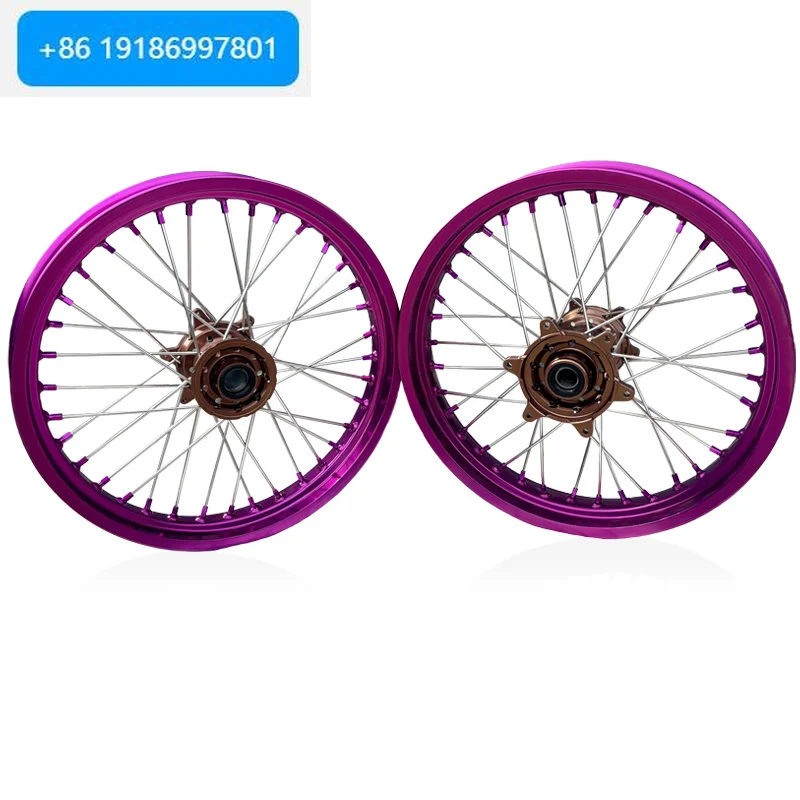 China CNC Motorcycle Accessories 21/19/18 Inch Color Purple/Bronze Hub Wheels for Motocross Wheels Stark Varg