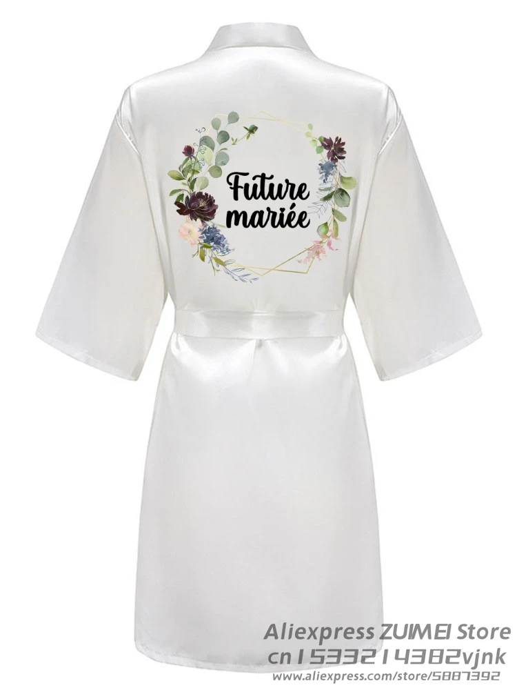 Robe de Soirée en Satin à Imprimé Floral Personnalisé, pour Équipe de Mariée, Patients, Demoiselle d\'Honneur, Cadeau