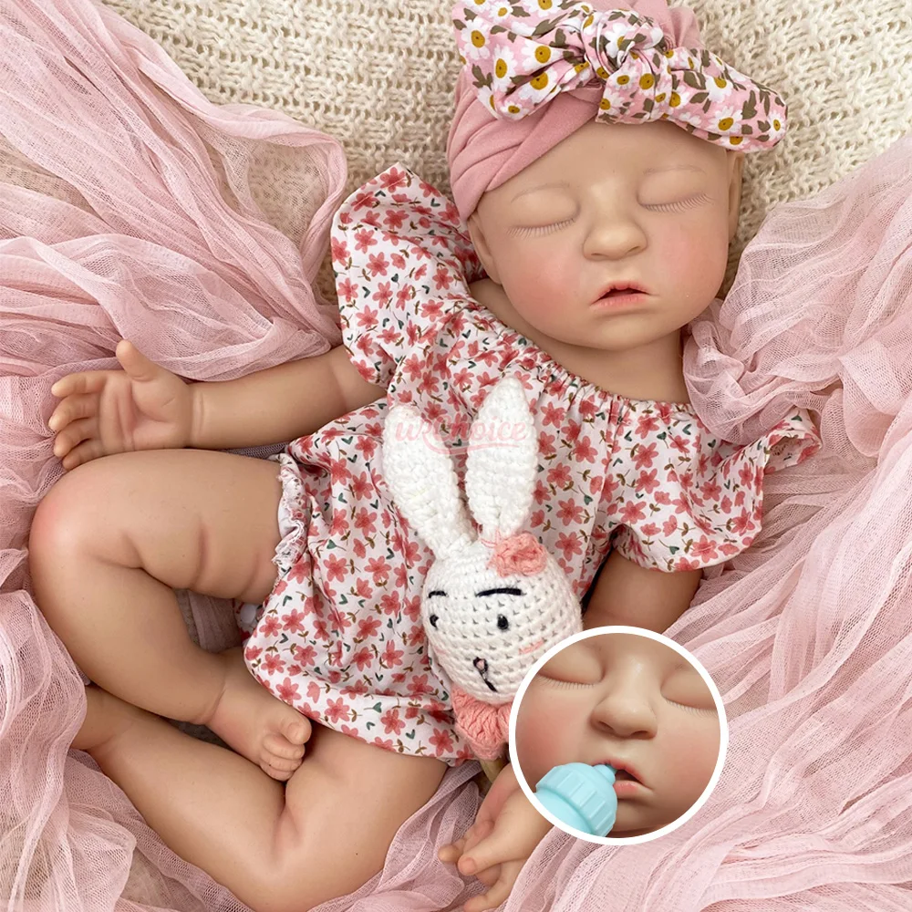 Doll Enthusiast 20 Inch Washable Silicone Reborn Doll Preemie Sleeping Chubby Grief Comfort Display Piece Art Gift Rebirth Doll