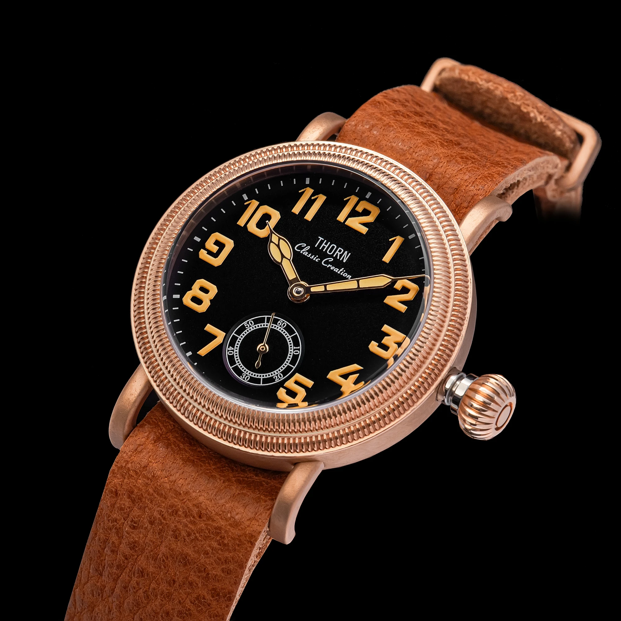 【T013】THORN Uhr 36 mm Durchmesser Vintage Fliegeruhr ST1700 Handaufzug Mechanische Uhrwerkuhr Schweizer Leuchtkraft – Detail 32