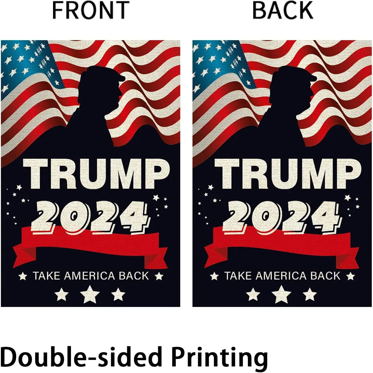 American President Trump 2024 Take America Back Garden Flag, Double Sided Premium Fabric, US Election Patriotic Outdoor Decorati