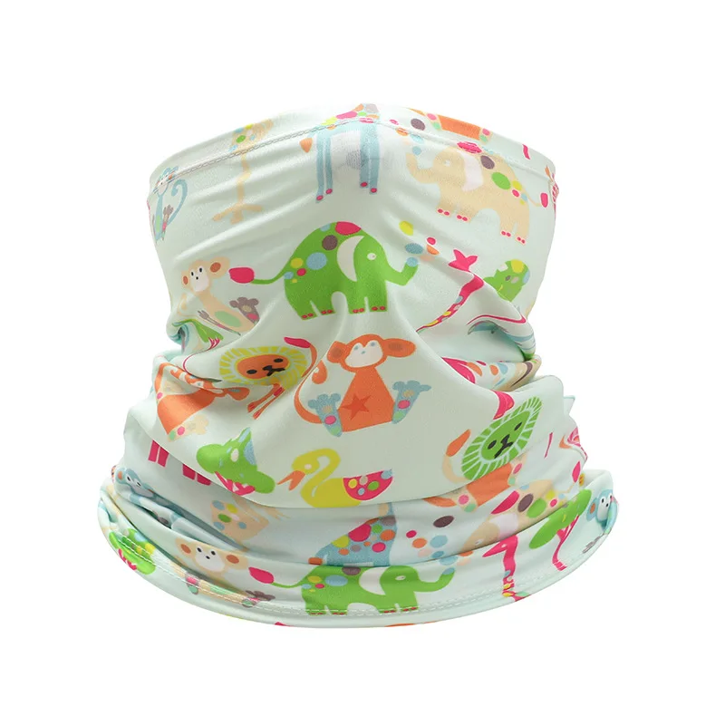 Sunshade Ice Silk Elastic Kids Head Face Neck Gaiter Magic Tube Cartoon Style Dustproof Bandana Outdoor Cycling Accessories