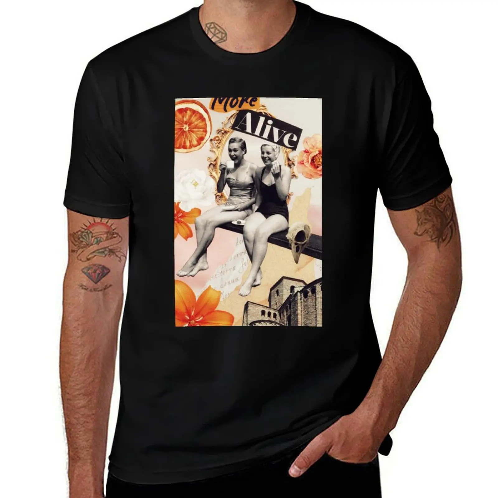 Collage More Alive T-Shirt en coton doux et décontracté à manches courtes