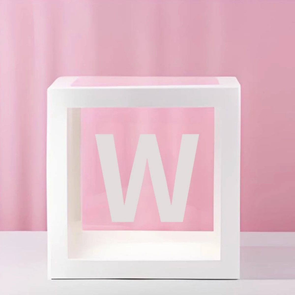1 Stück Weiße Transparente Ballonbox mit 26 Buchstaben Durchsichtige Quadratische Dekorationsbox für Hochzeit Babyparty Party-Hintergrund-Dekoration
