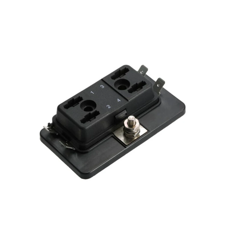 4 Way Mini Blade Fuse Holder Block Holder 12V-32V ATM 5A 10A 25A with LED Indicator Light for Car Boat Marine Fuse Box Holder