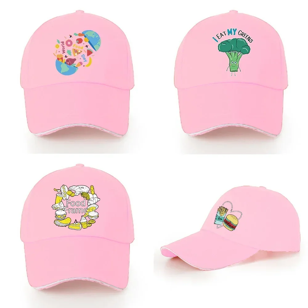 Baseball Cap Hip Hop Adjustable Hat Food Pattern Series Girls Sport  Golf Tennis Caps Bundle Hair Tie High Messy Ponycap