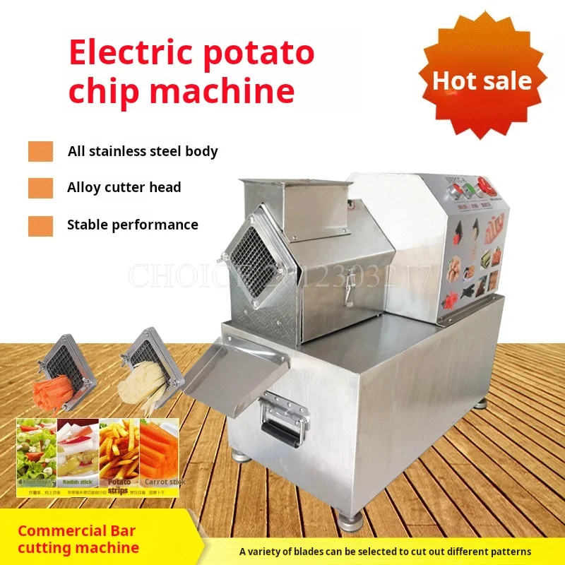 

8/10/14mm Vegetable Cutting Machine Electric Potato Chips French Fries Cutter Heavy Duty for Commercial Use Carrot Strip Cutter