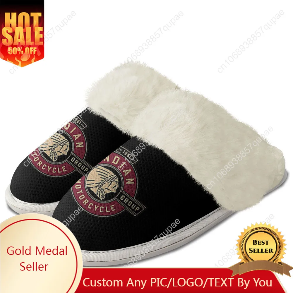 I-Indian Vintage Plush Slippers Keep Warm Shoes Mens Womens Home Cotton Bedroom Customized Thermal Lightweight Slipper DIY