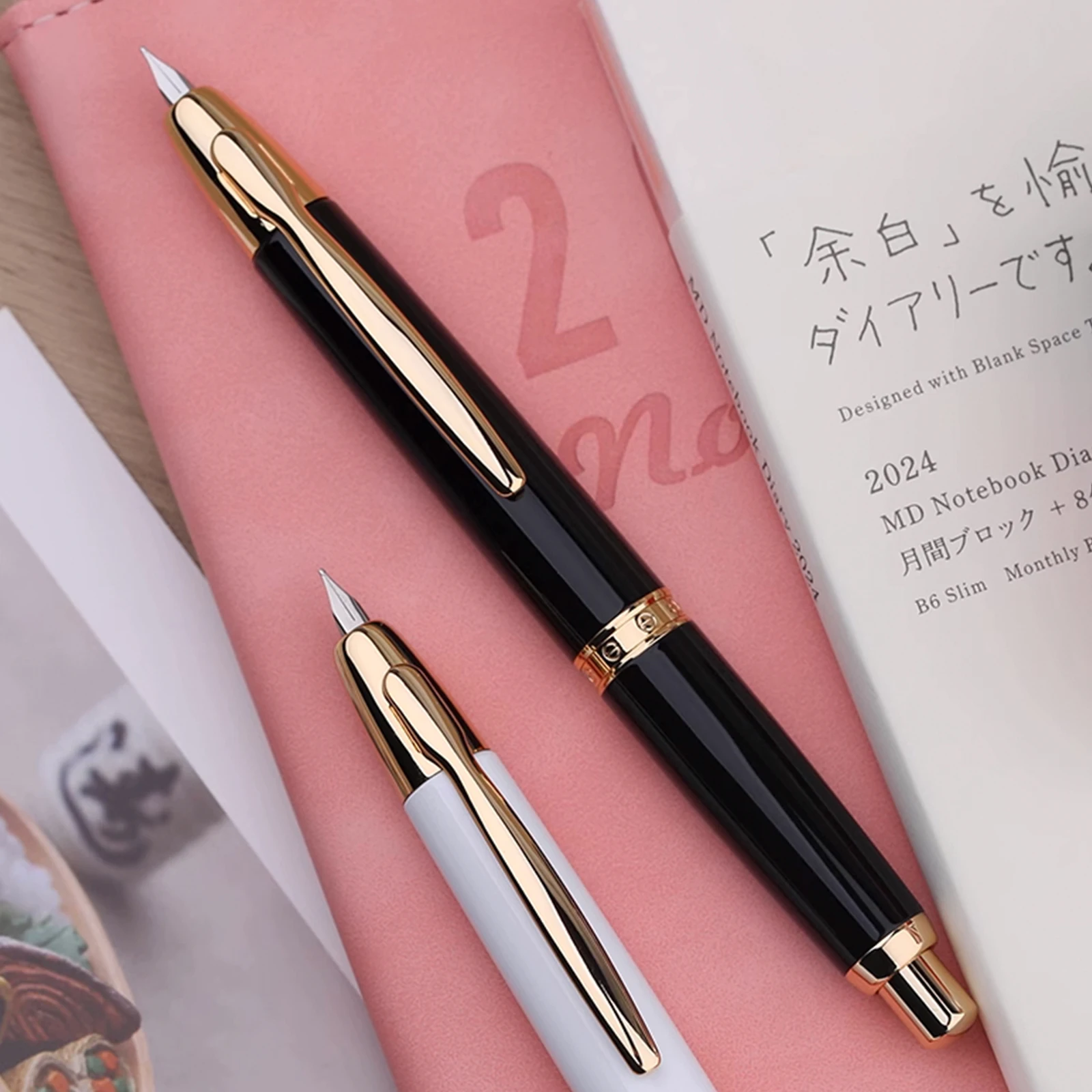 2024 Majohn A1 Press Fountain pen new color writing ink pen for calligraphy practice with 0.5mm F nib black\golden clip gift pen