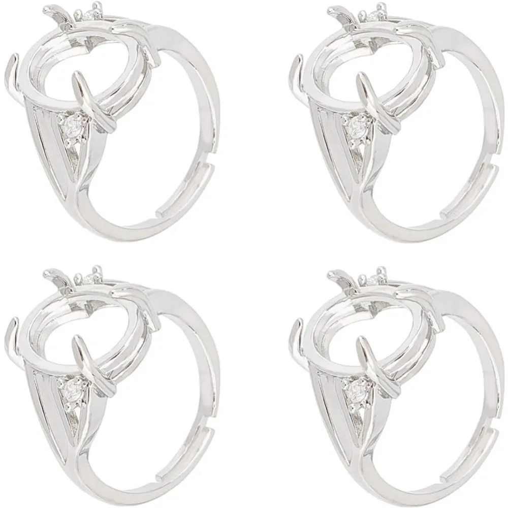 

1 коробка, 8 шт., серебряное кольцо с зубцами, пустые настройки колец с зубцами, регулируемый палец, металлический сплав, основа со стразами, установка для изготовления комплекта