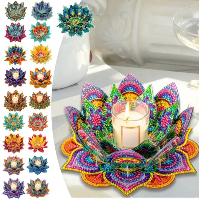 5D DIY Diamond Art Painting PVC Flower Candle Holders Tealight/Tea Light/Votive Candle Holder for Table Centerpiece Home Decor