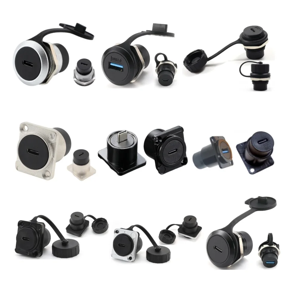 circular c d type screw chassis panel mount usb3.0 a usb c type c connector extender adapter