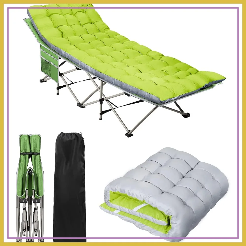 

Portable Camping Cot with Mattress Heavy Duty Folding Sleeping Bed for Adults 300 LBS