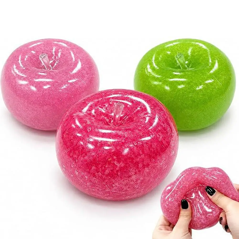 Image of Eisiger Slush Apfel Squishy Spielzeug Glitzer Flüssigsand Stressabbau Langsam aufsteigendes Fidget-Sensorik-Spielzeug Schreibtischdeko Geschenk 3 Farben Slushy Textur