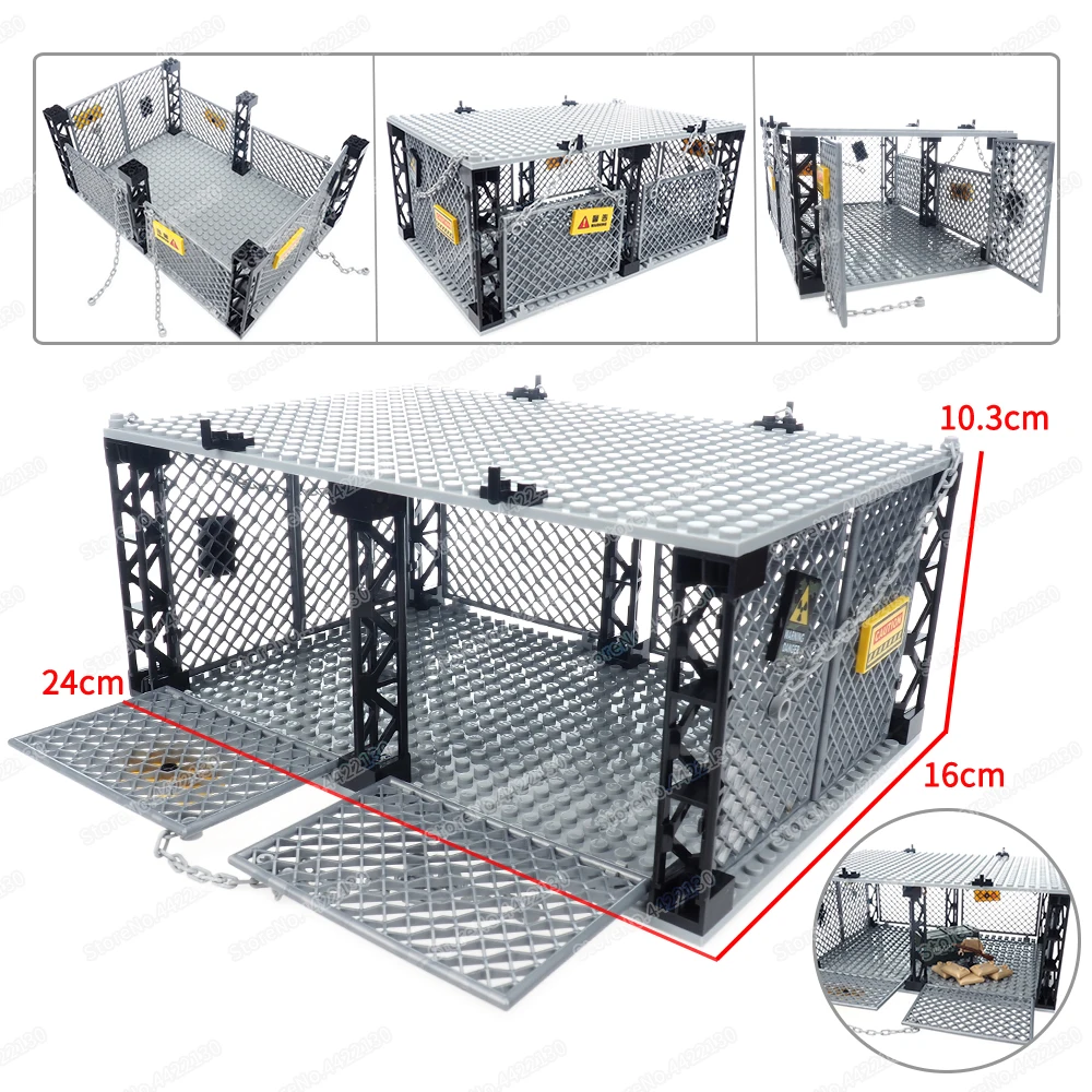 Chain Network Prison Single Layer Building Block Restricted Area Figures Captivity End Monster Zombie Model Child Gifts Boy Toys