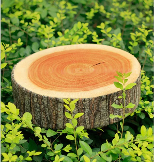 Hot Sale Cute Round Woods Grain Soft Plush Chair Seat Cushion Pillow New Fashion Stump Shaped Decorative Pillows  Home Car Decor