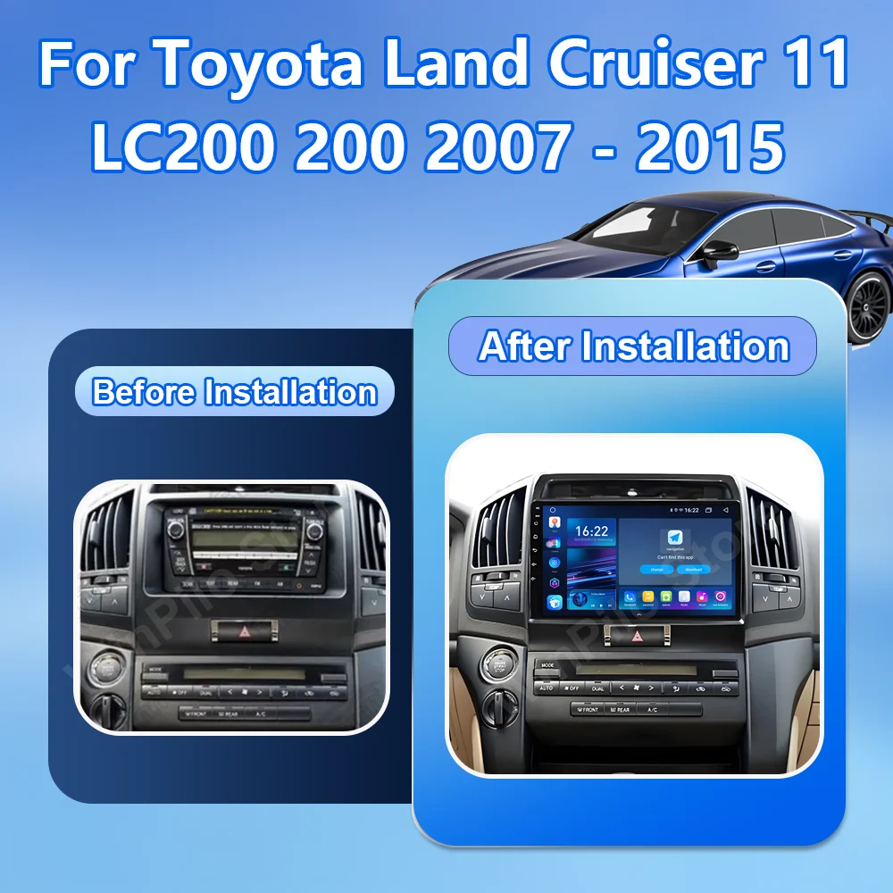 Android 16 Car For Toyota Land Cruiser 11 LC200 200 2007 -2015 Auto Multimedia Video Player Navigation GPS Touch Screen 4G Wifi