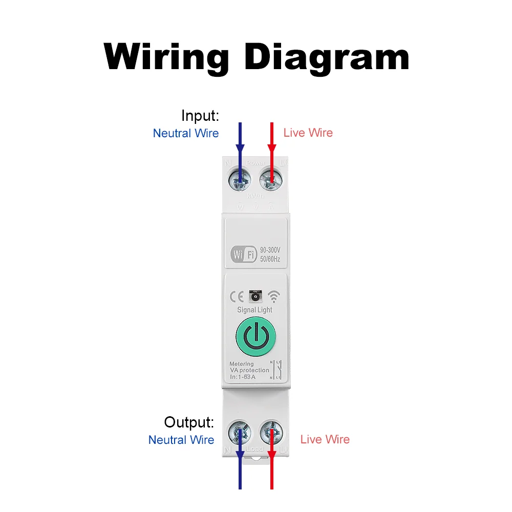 1-63A 1P+N WLAN-Smart-Leistungsschalter mit kWh-Messung, Timer-Relais, MCB, Spannungs- und Stromschutz, kompatibel mit Tuya, Alexa, Google – Detail 18